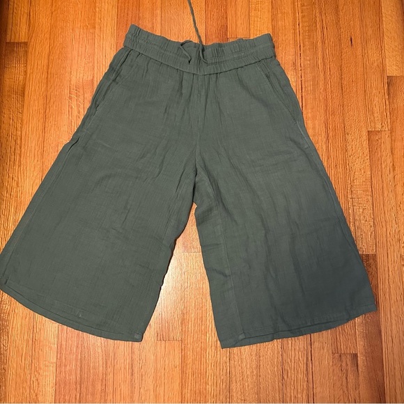 Eileen Fisher Organic Cotton Lofty Gauze Culottes Nori Green size PM - Picture 6 of 12